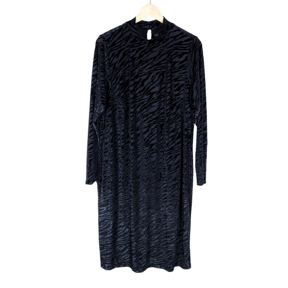 Lane Bryant Midi Dress 18 20 Plus Size Black Velvet Burnout Edgy Gothcore Glam